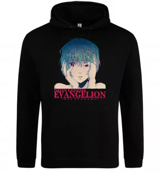 Мужская толстовка (худи) Rey Ayanami Черный фото