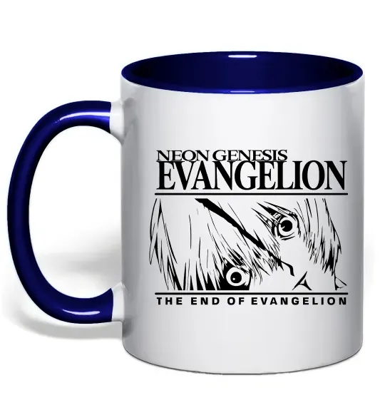Чашка з кольоровою ручкою Neon genesis Evangelion Глибокий темно-синій фото