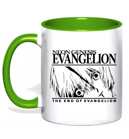 Чашка з кольоровою ручкою Neon genesis Evangelion Зелений фото