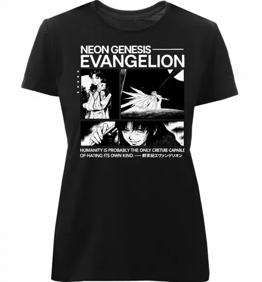 Женская премиум футболка Humanity is probably the only creature Черный фото