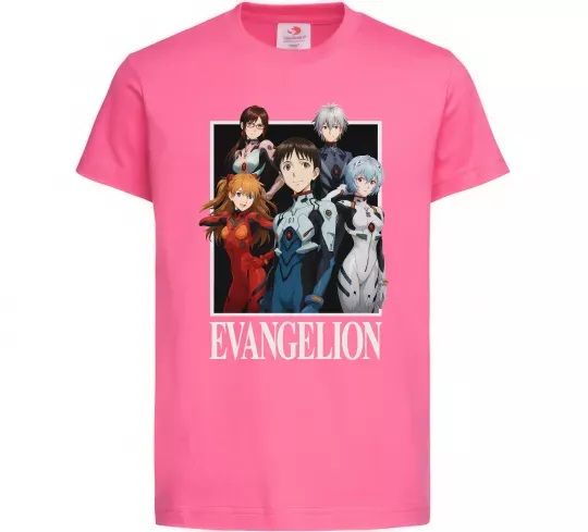 Детская футболка Evangelion poster Ярко-розовый фото