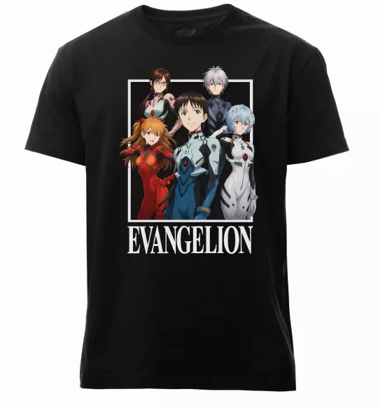 Чоловіча преміум футболка Evangelion poster Чорний фото