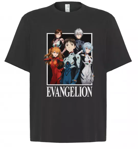 Футболка Оверсайз Evangelion poster Черный фото