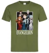 Чоловіча футболка Evangelion poster Оливковий фото