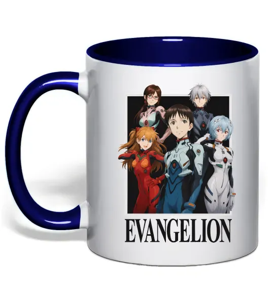 Чашка с цветной ручкой Evangelion poster Глубокий темно-синий фото