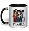 Чашка с цветной ручкой Evangelion poster Черный фото