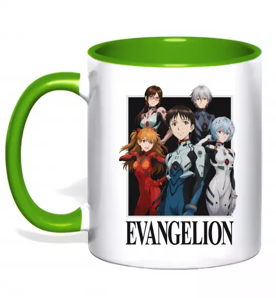 Чашка с цветной ручкой Evangelion poster Зеленый фото