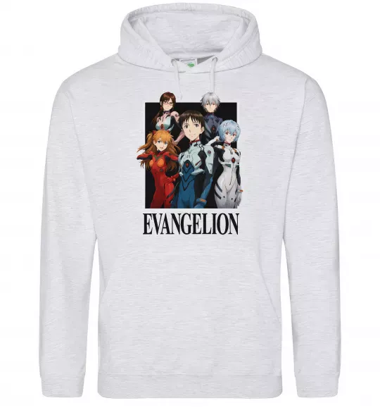 Чоловіча толстовка (худі) Evangelion poster Сірий меланж фото