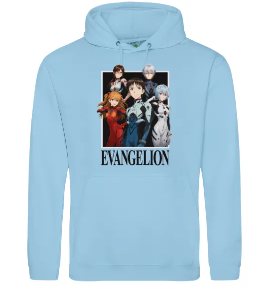 Мужская толстовка (худи) Evangelion poster Голубой фото