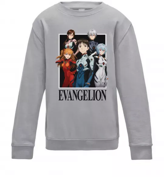 Дитячий світшот Evangelion poster Сірий меланж фото