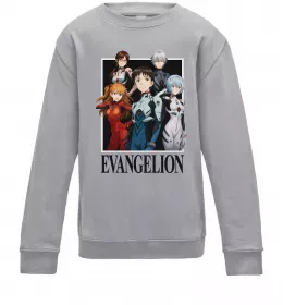 Детский Свитшот Evangelion poster Серый меланж фото