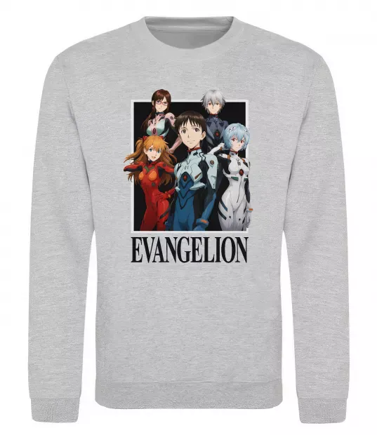 Свитшот Evangelion poster Серый меланж фото