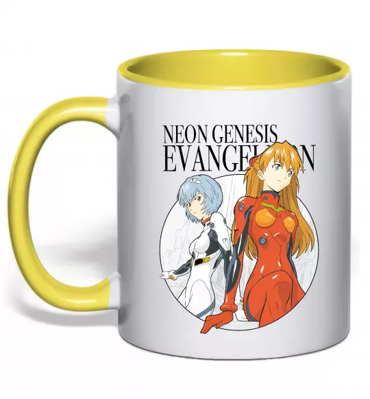 Чашка с цветной ручкой Evangelion neon genesis Солнечно желтый фото