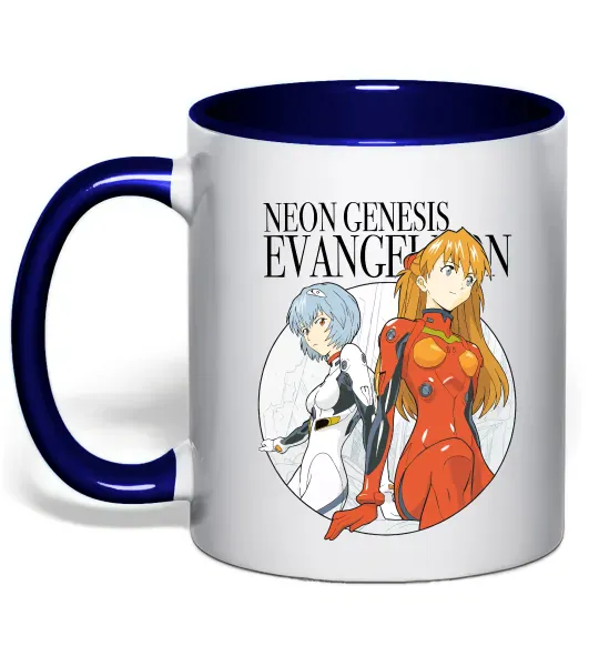 Чашка с цветной ручкой Evangelion neon genesis Глубокий темно-синий фото