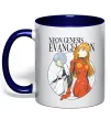 Чашка с цветной ручкой Evangelion neon genesis Глубокий темно-синий фото