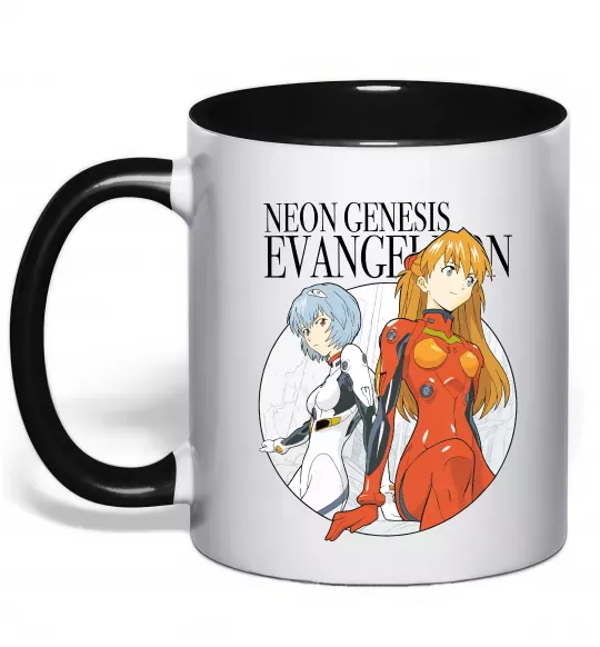 Чашка с цветной ручкой Evangelion neon genesis Черный фото