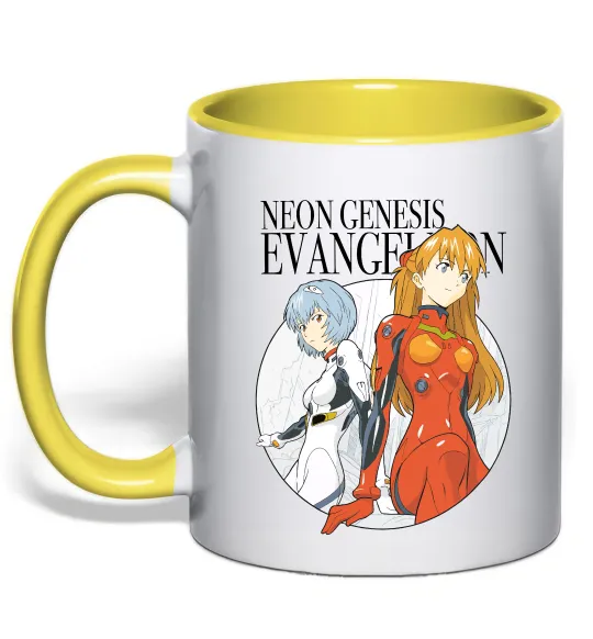 Чашка с цветной ручкой Evangelion neon genesis Лимонный фото