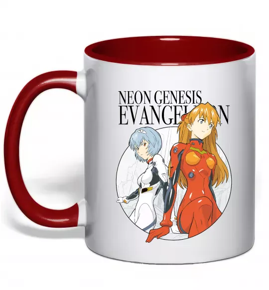 Чашка с цветной ручкой Evangelion neon genesis Красный фото