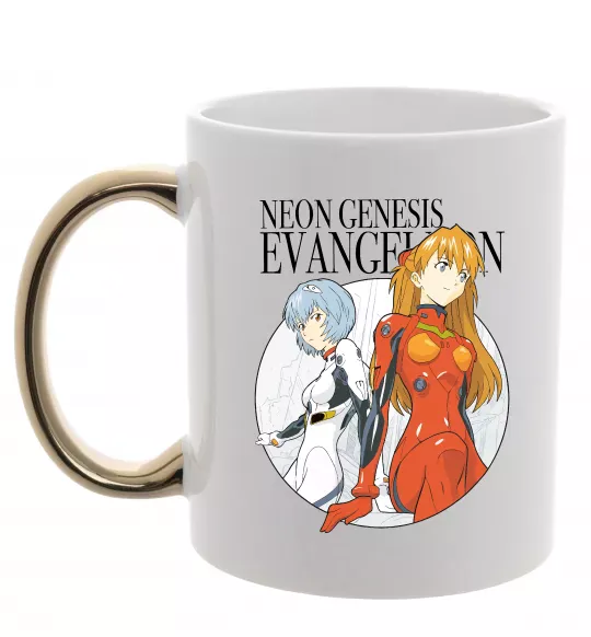 Чашка с цветной ручкой Evangelion neon genesis Золото фото
