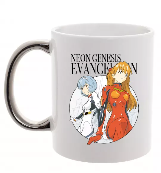 Чашка с цветной ручкой Evangelion neon genesis Серебро фото