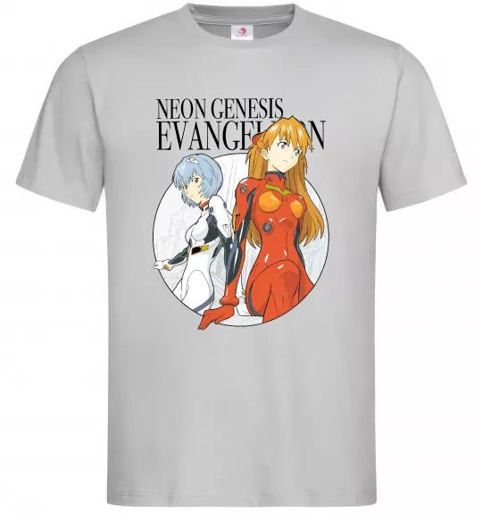 Мужская футболка Evangelion neon genesis Серый фото