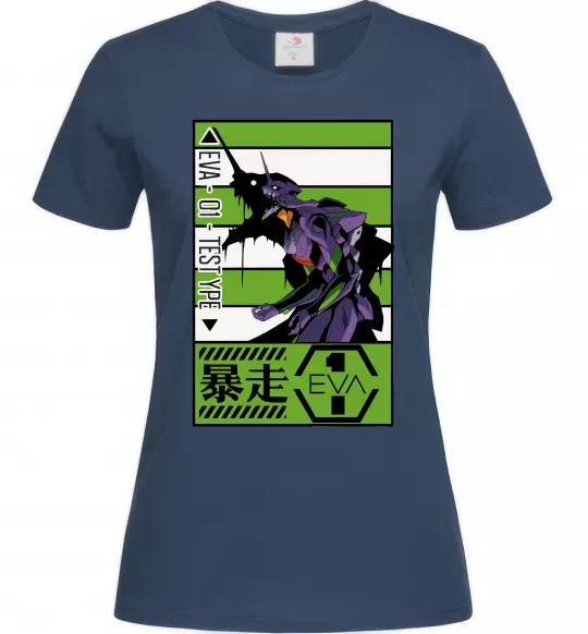 Жіноча футболка Eva 01 test type Темно-синій фото