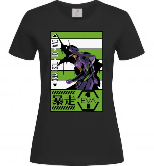 Жіноча футболка Eva 01 test type Чорний фото