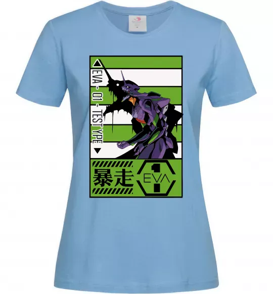 Жіноча футболка Eva 01 test type Блакитний фото