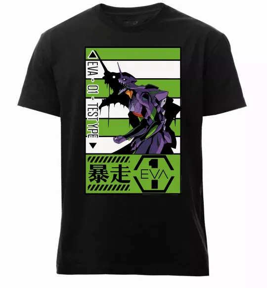 Мужская премиум футболка Eva 01 test type Черный фото