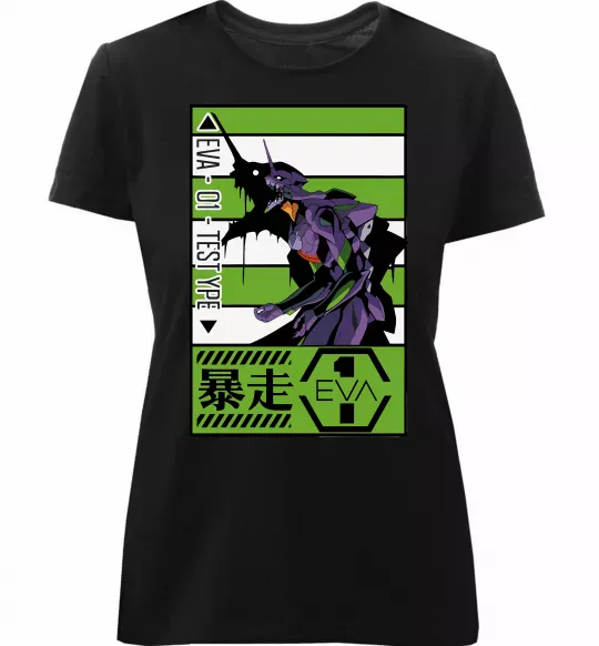 Женская премиум футболка Eva 01 test type Черный фото