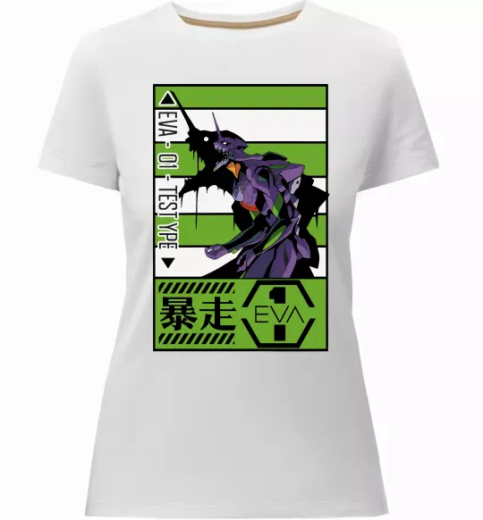 Женская премиум футболка Eva 01 test type Белый фото