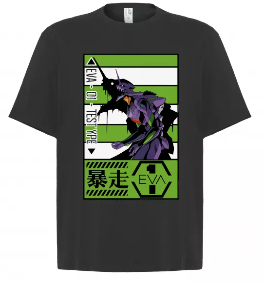 Футболка Оверсайз Eva 01 test type Чорний фото