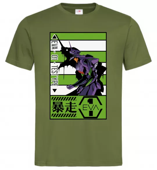 Чоловіча футболка Eva 01 test type Оливковий фото