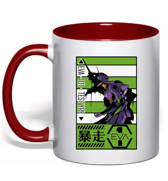 Чашка з кольоровою ручкою Eva 01 test type Червоний фото