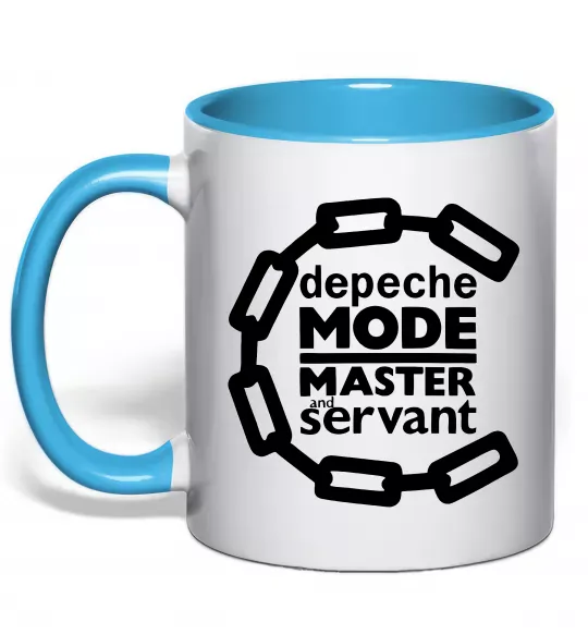 Чашка з кольоровою ручкою Depeche Mode Master and servant Блакитний фото