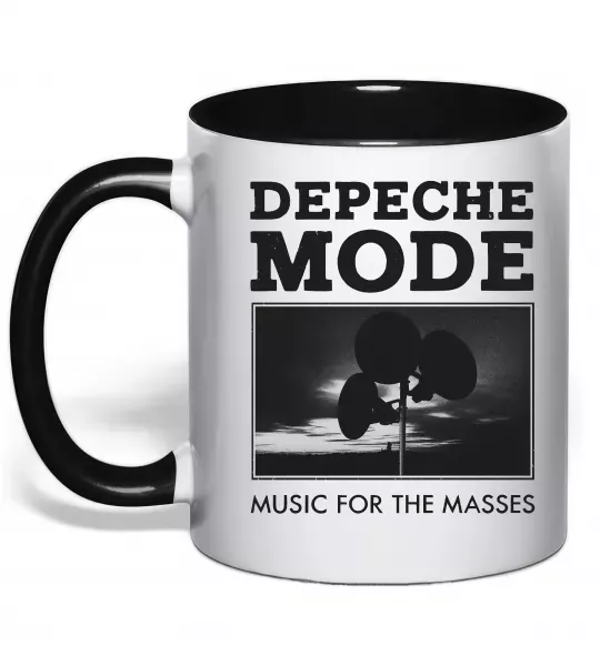 Чашка з кольоровою ручкою Music for the masses Чорний фото