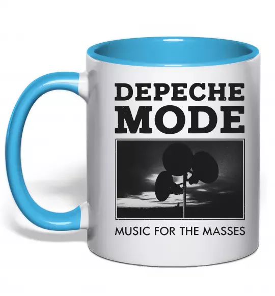 Чашка з кольоровою ручкою Music for the masses Блакитний фото