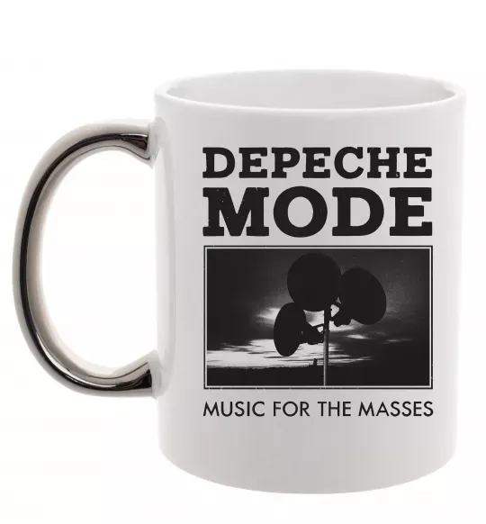 Чашка з кольоровою ручкою Music for the masses Срібло фото