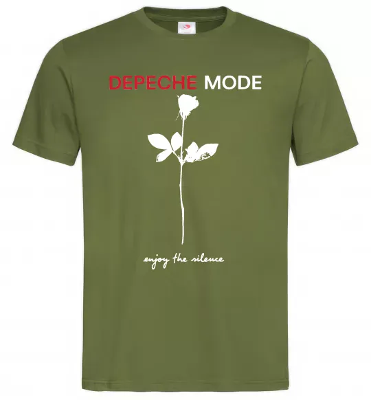 Мужская футболка Enjoy the silence Оливковый фото