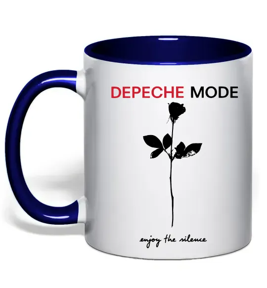 Чашка с цветной ручкой Enjoy the silence Глубокий темно-синий фото