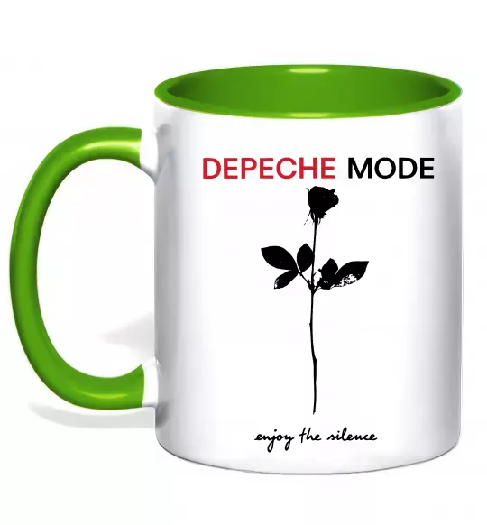 Чашка с цветной ручкой Enjoy the silence Зеленый фото