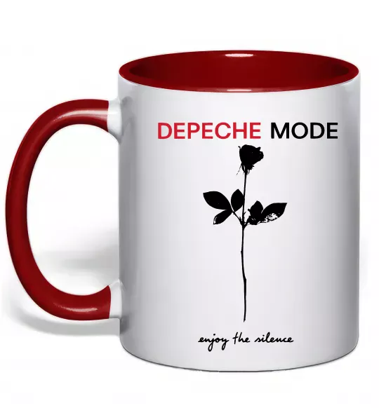 Чашка с цветной ручкой Enjoy the silence Красный фото