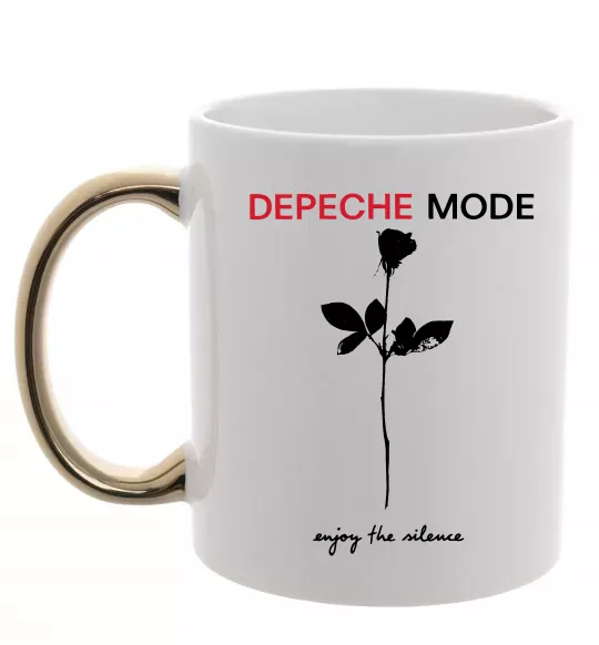 Чашка с цветной ручкой Enjoy the silence Золото фото