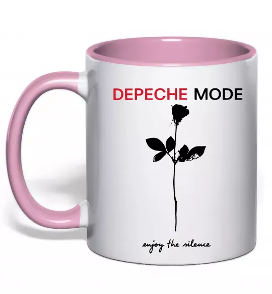 Чашка с цветной ручкой Enjoy the silence Нежно розовый фото