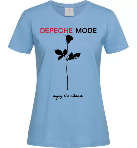 Женская футболка Enjoy the silence Голубой фото