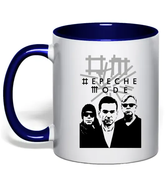 Чашка з кольоровою ручкою Depeche Mode band Глибокий темно-синій фото