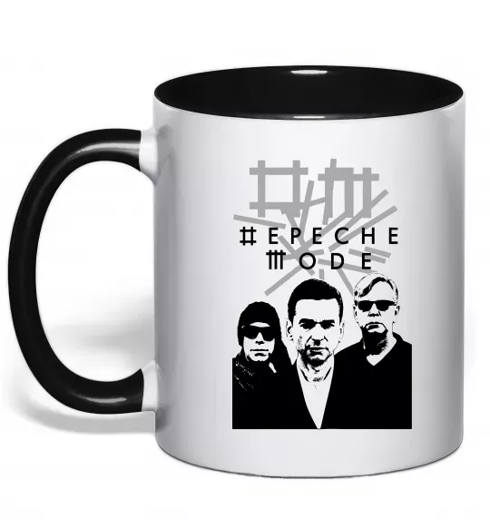 Чашка з кольоровою ручкою Depeche Mode band Чорний фото