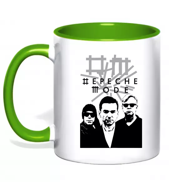 Чашка з кольоровою ручкою Depeche Mode band Зелений фото