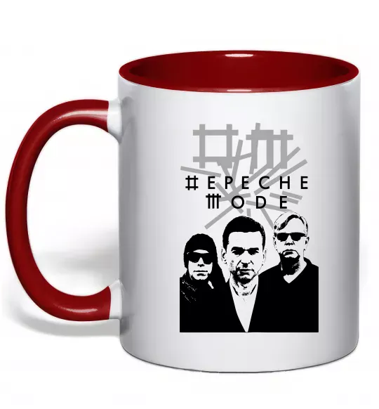 Чашка з кольоровою ручкою Depeche Mode band Червоний фото