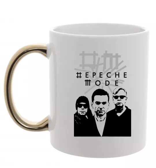 Чашка з кольоровою ручкою Depeche Mode band Золото фото